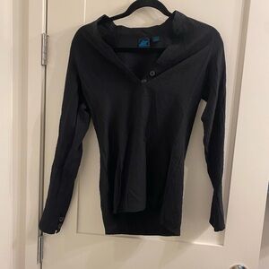 Black Long Sleeve Quarter Button down